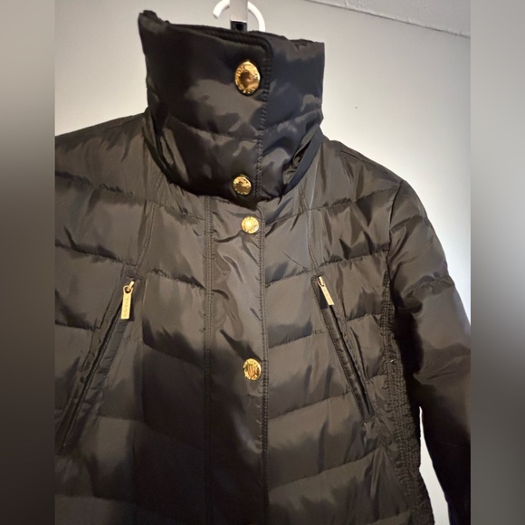 Michael Kors Women's Long‎ Puffer Coat Size small black with gold see pics* - Picture 11 of 16